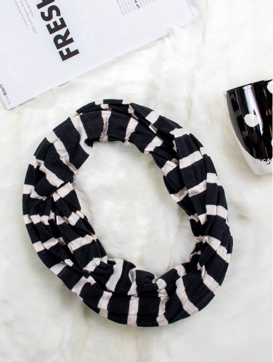 Jersey Striped Double Loop Scarf